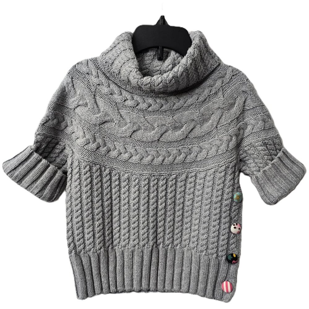 Matilda Jane Turtleneck Sweater 6 Cable Knit Gray Button Once Upon School BTS
